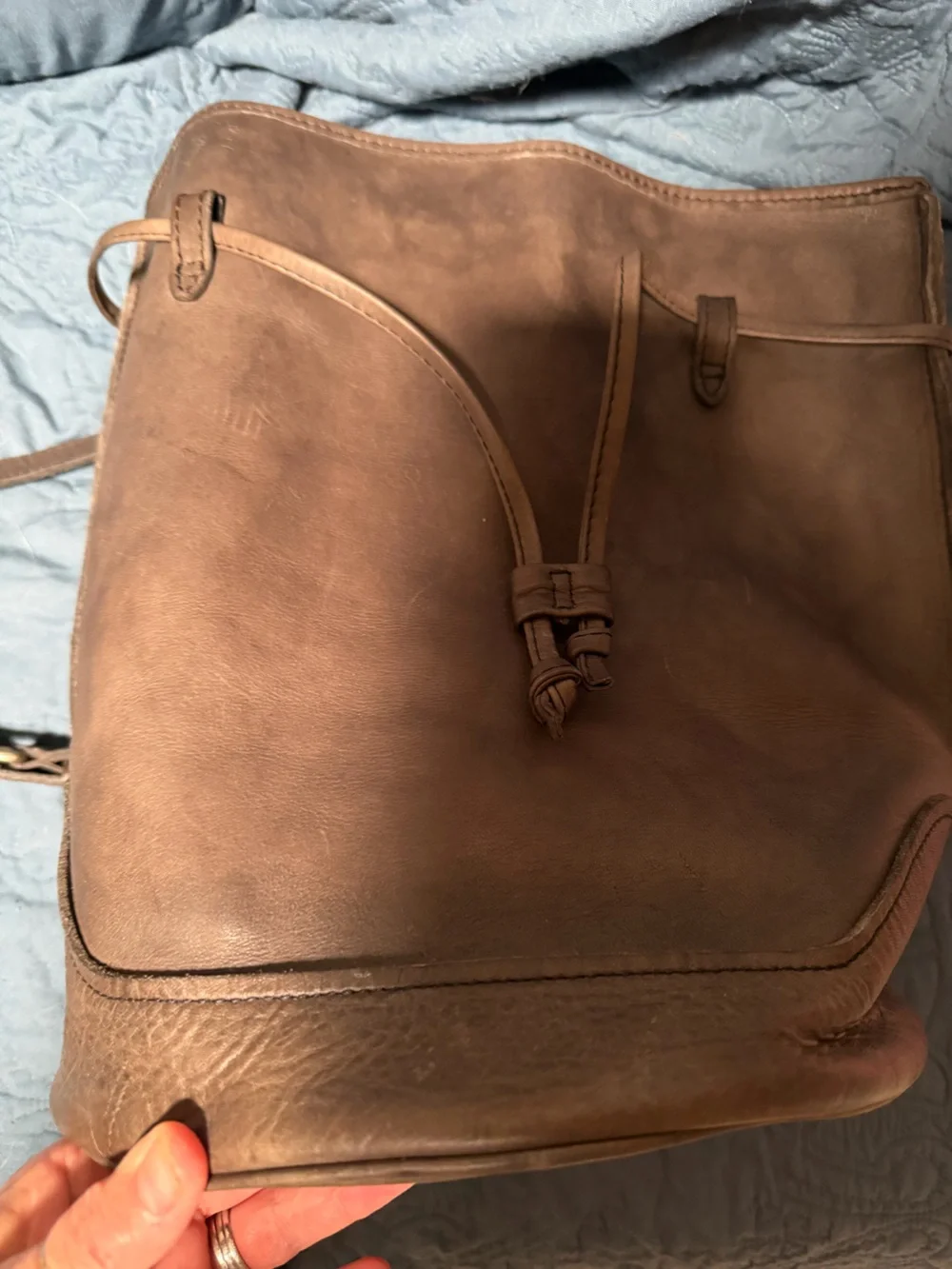 Classic Frye backpack Leather Grey blue color